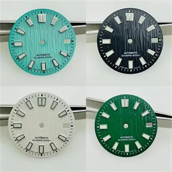 28,5 мм циферблат с рисунком коры часы для дайвинга, подходящие для NH35 NH36 зеленая светящаяся модификация механических часов с циферблатом