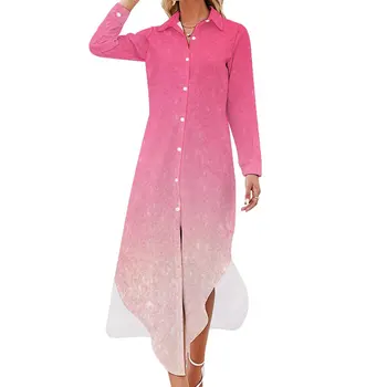 омбре шифоновое платье сексуальное V-образное вырез розовый блестящий принт красивые платья женское корейское модное повседневное платье подарок идея