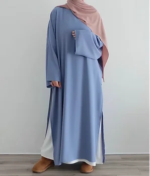 Мусульманский комплект из двух частей Дубая Турецкое белое внутреннее платье для женщин Абайя Африканский халат Кафтан Ид Мубарак Исламские наряды Свободные