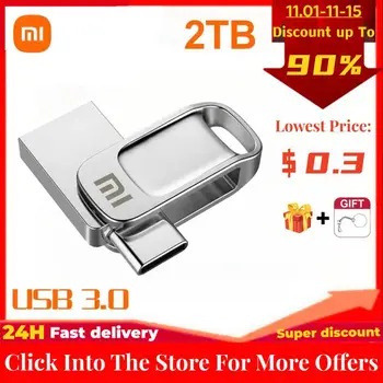 Xiaomi 2 ТБ USB 3.0 Флэш-накопители Высокоскоростной металлический флеш-накопитель 1 ТБ 512 ГБ 256 ГБ Портативный USB-накопитель Водонепроницаемый USB-накопитель Memoria USB Flash Disk