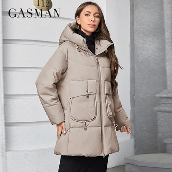 GASMAN 2023 Модные парки с капюшоном, женские повседневные женские пуховики с капюшоном и карманами больших размеров, женское пальто, верхняя одежда 83367