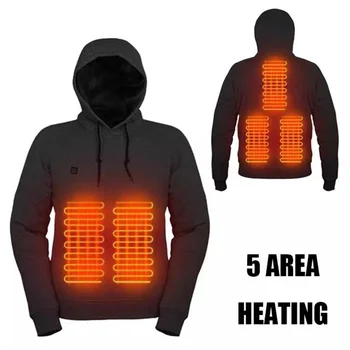  толстовка с капюшоном с подогревом теплая мужская и женская USB-зарядка на открытом воздухе повседневная одежда электрическое отопление 5 зон отопления зима