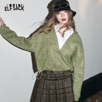 ELFSACK Корейские модные толстовки с капюшоном Женские зимние роскошные топы 2023
